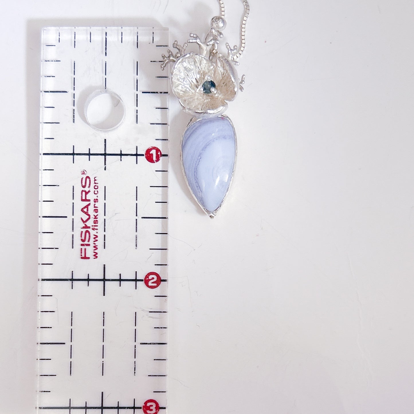 Blue lace agate, sapphire, moissanite necklace natural gemstone statement pendant necklace
