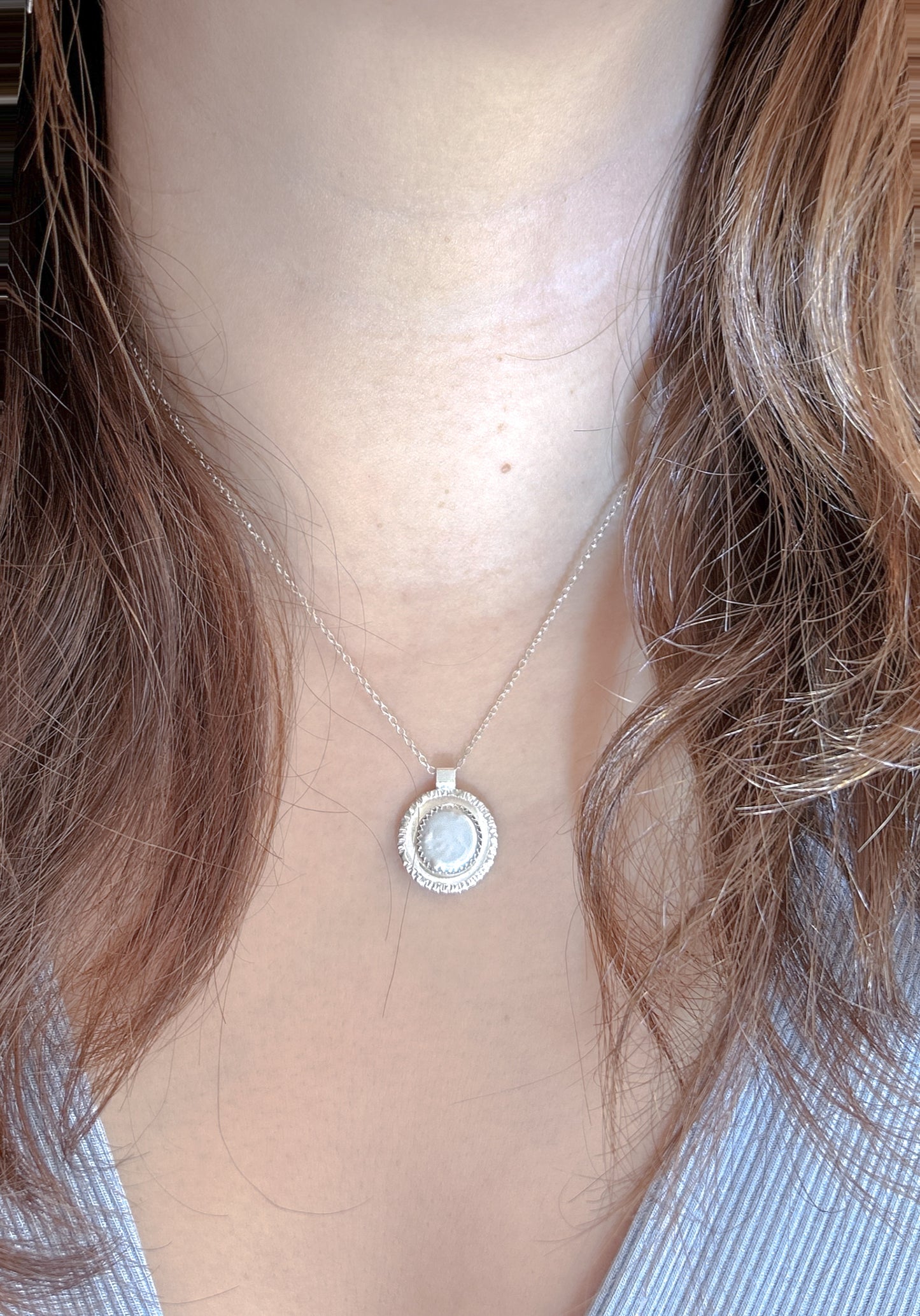 Pearl medallion necklace in sterling silver