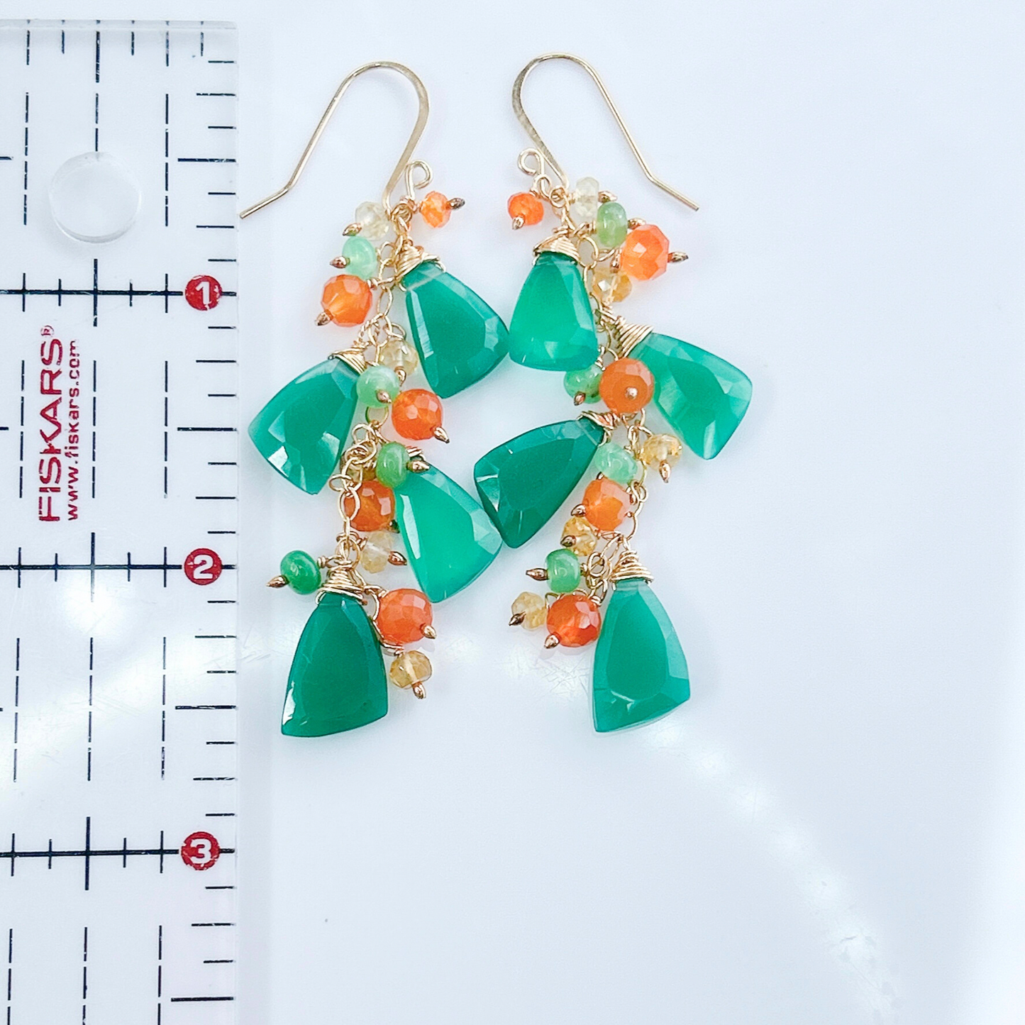 Green onyx long dangle earrings, green onyx, citrine, carnelian, vibrate gemstone earrings