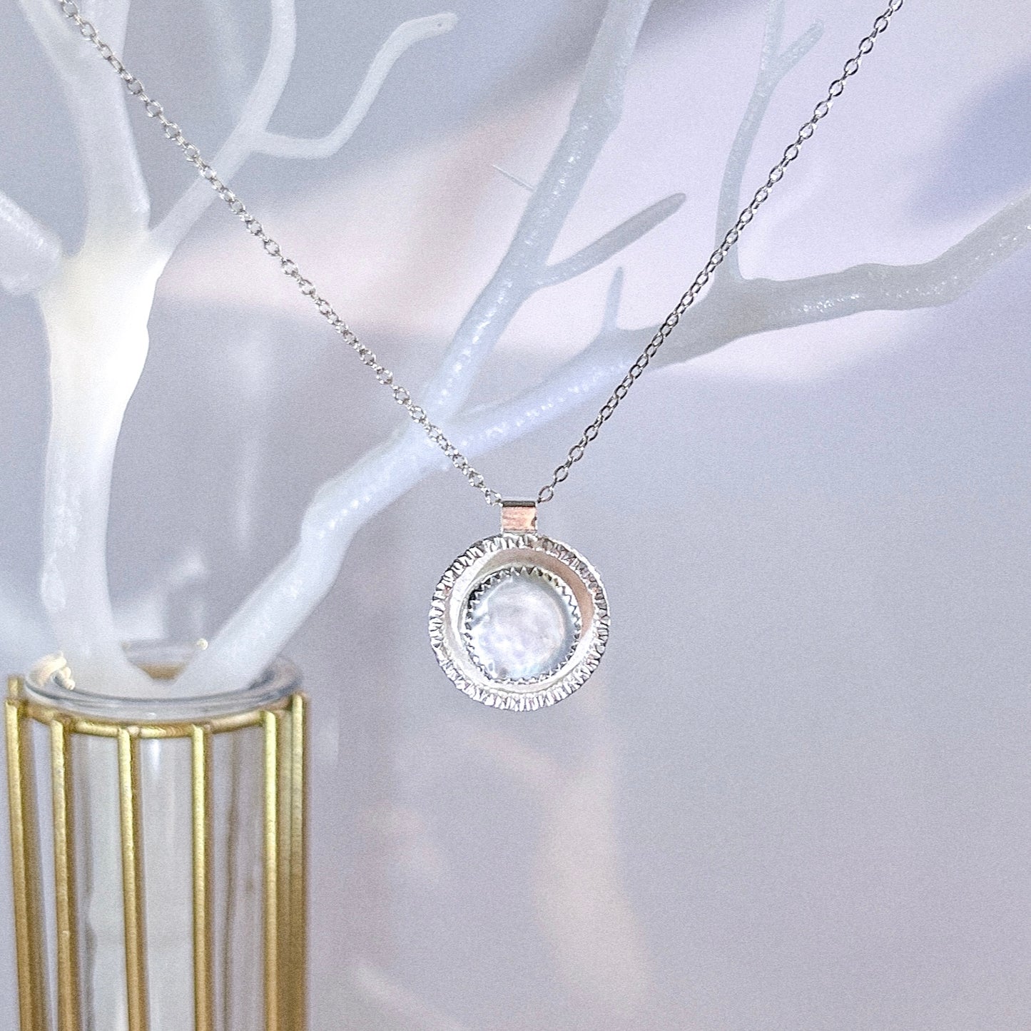 Pearl medallion necklace in sterling silver