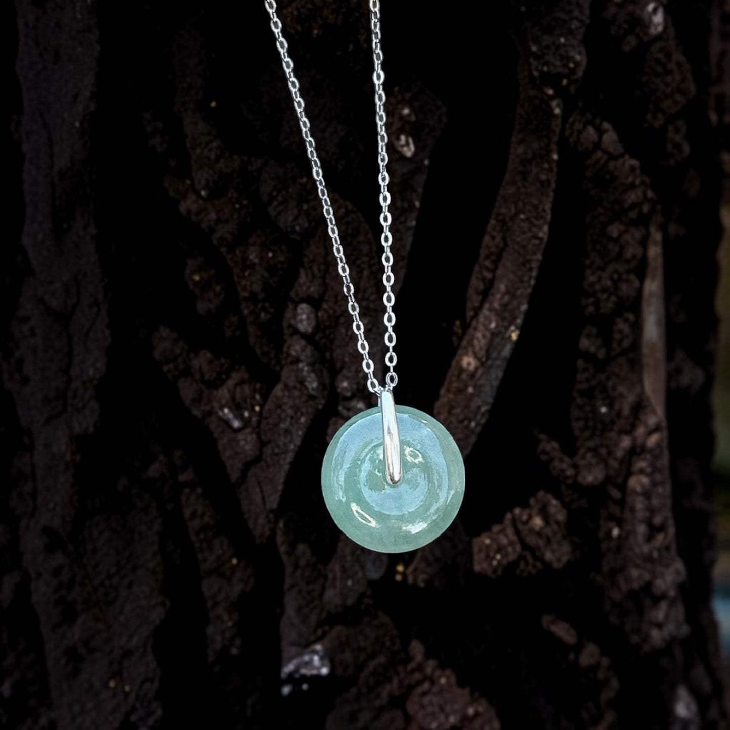 Myanmar Jadeite Jade Donut Pendant, 19MM Forest Green donut necklace, Natural Type A Jade, Burmese Gemstones Jewelry