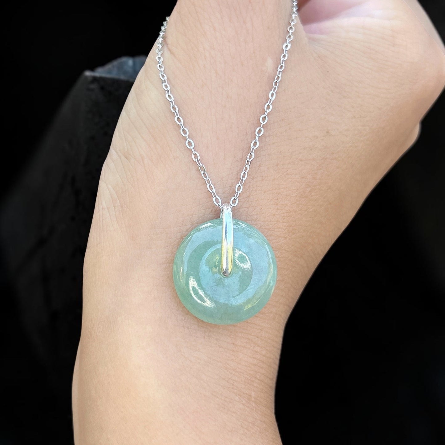 Myanmar Jadeite Jade Donut Pendant, 19MM Forest Green donut necklace, Natural Type A Jade, Burmese Gemstones Jewelry