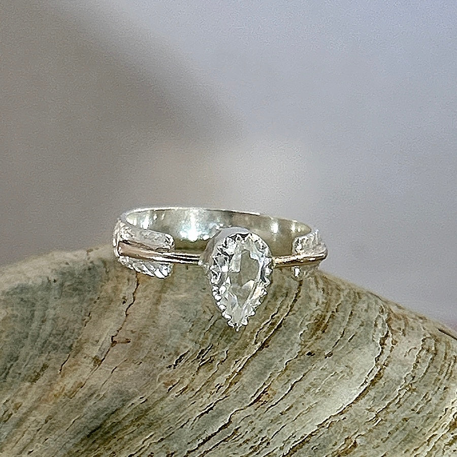 Pear gemstone ring, garnet, citrine, peridot, amethyst, white topaz