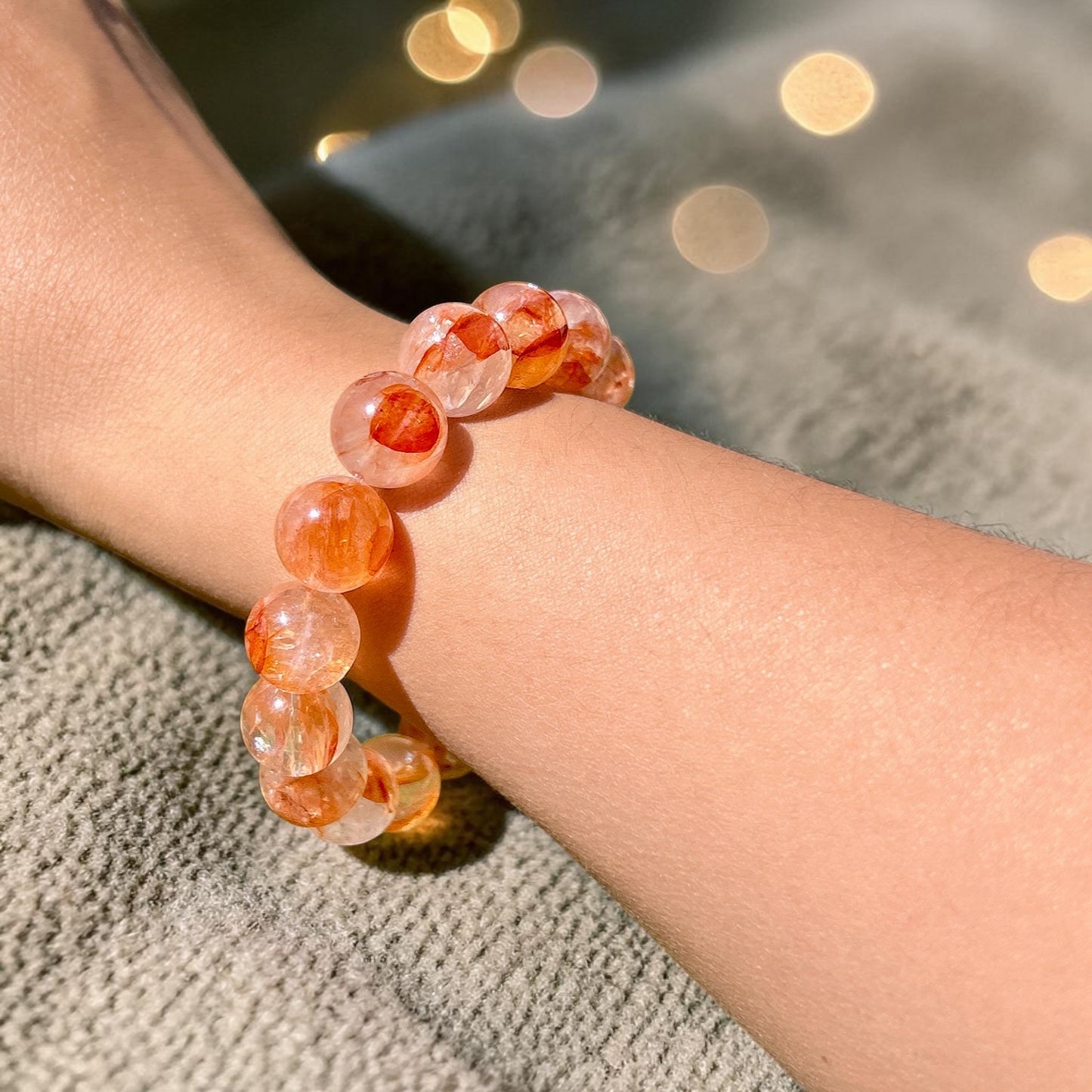 Fanta hematoid quartz bracelet, 13.5MM+ high quality hematoid lepidocrocite quartz beaded bracelet