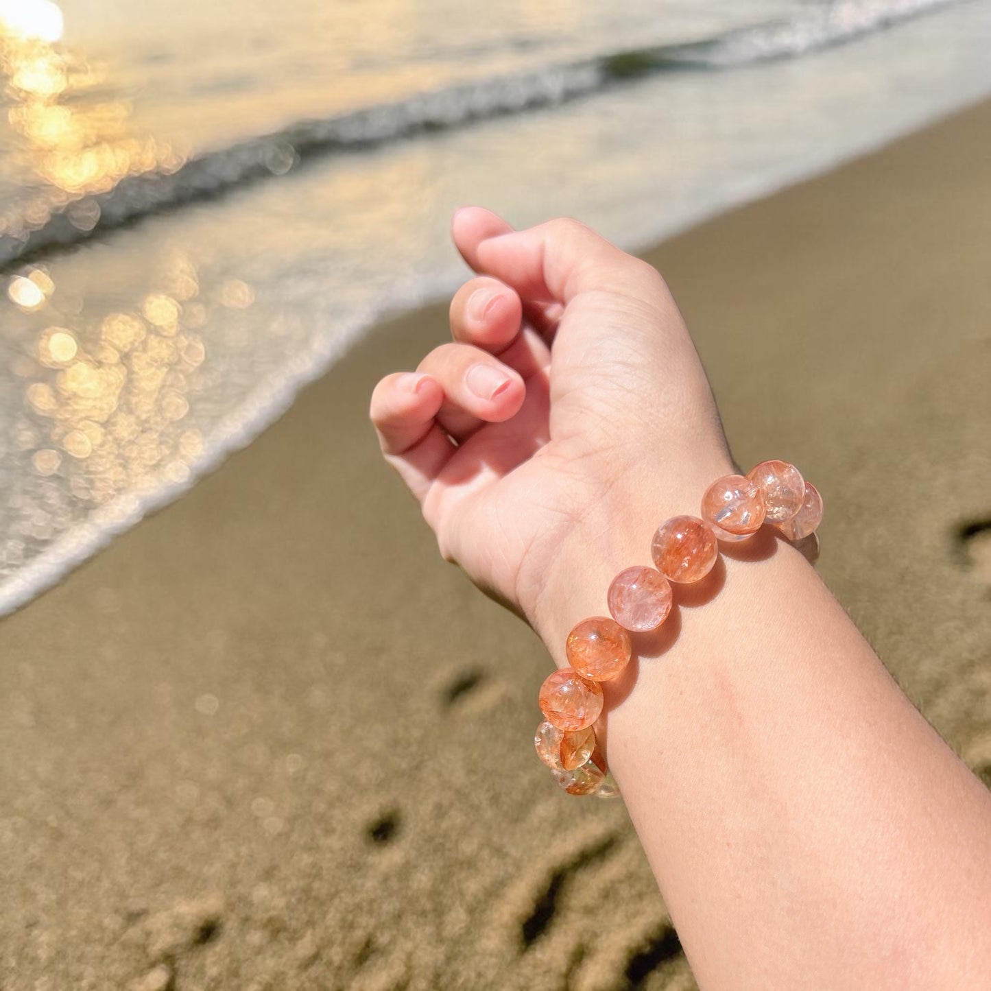Fanta hematoid quartz bracelet, 13.5MM+ high quality hematoid lepidocrocite quartz beaded bracelet