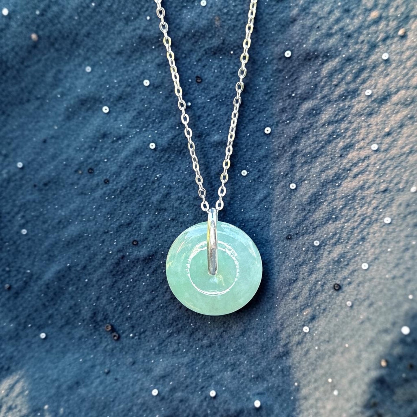 Myanmar Jadeite Jade Donut Pendant, 19MM Forest Green donut necklace, Natural Type A Jade, Burmese Gemstones Jewelry
