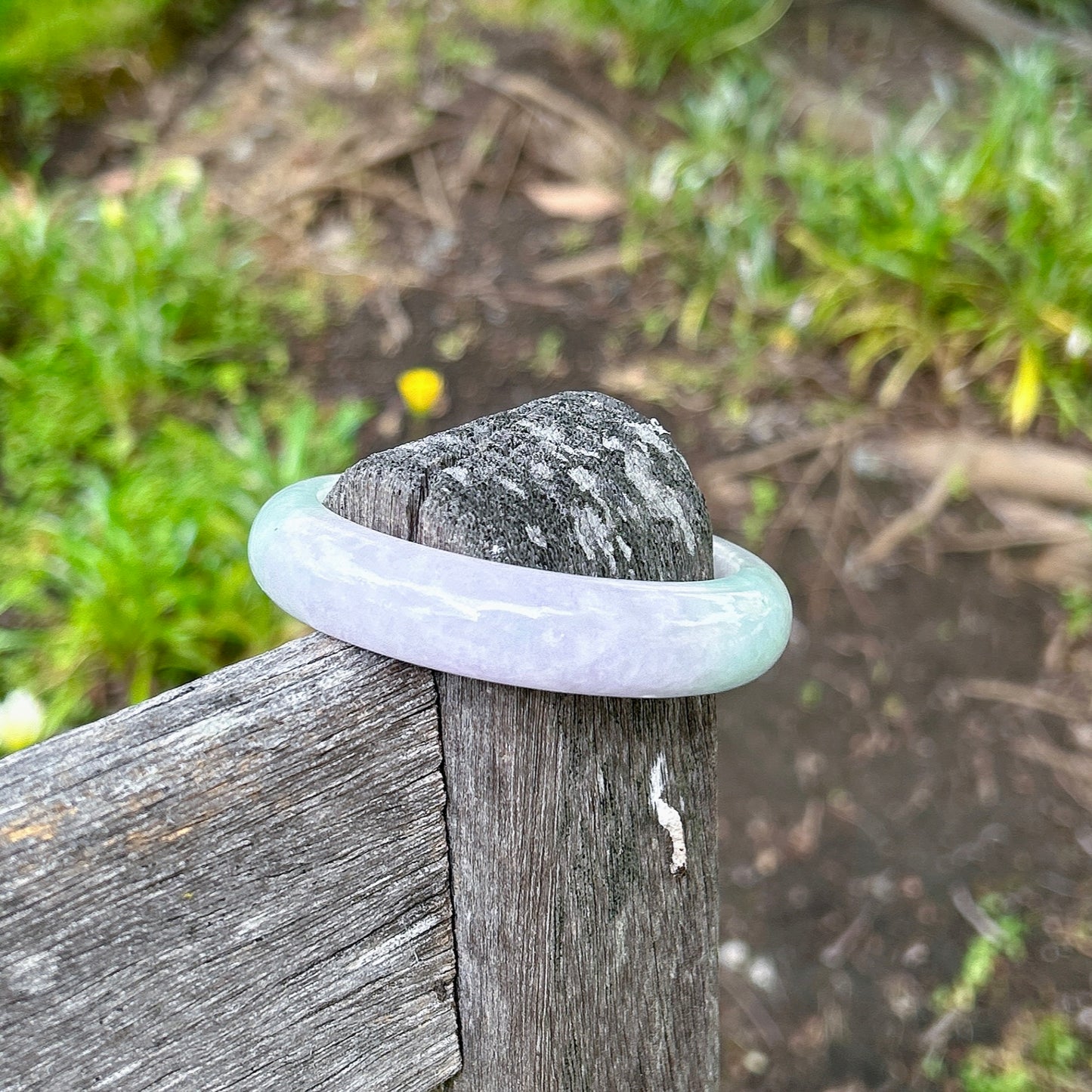 Myanmar jadeite bangle 60mm, spring color, ice Lilac Lavender Faint Green, Certified Grade A Jade, Burmese Gemstone Jewelry 60x15.5x9mm