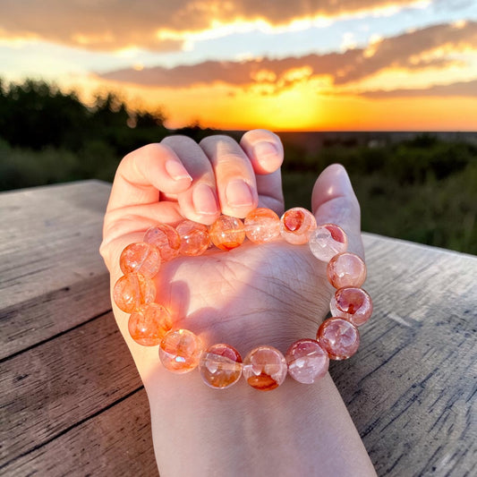 Fanta hematoid quartz bracelet, 13.5MM+ high quality hematoid lepidocrocite quartz beaded bracelet