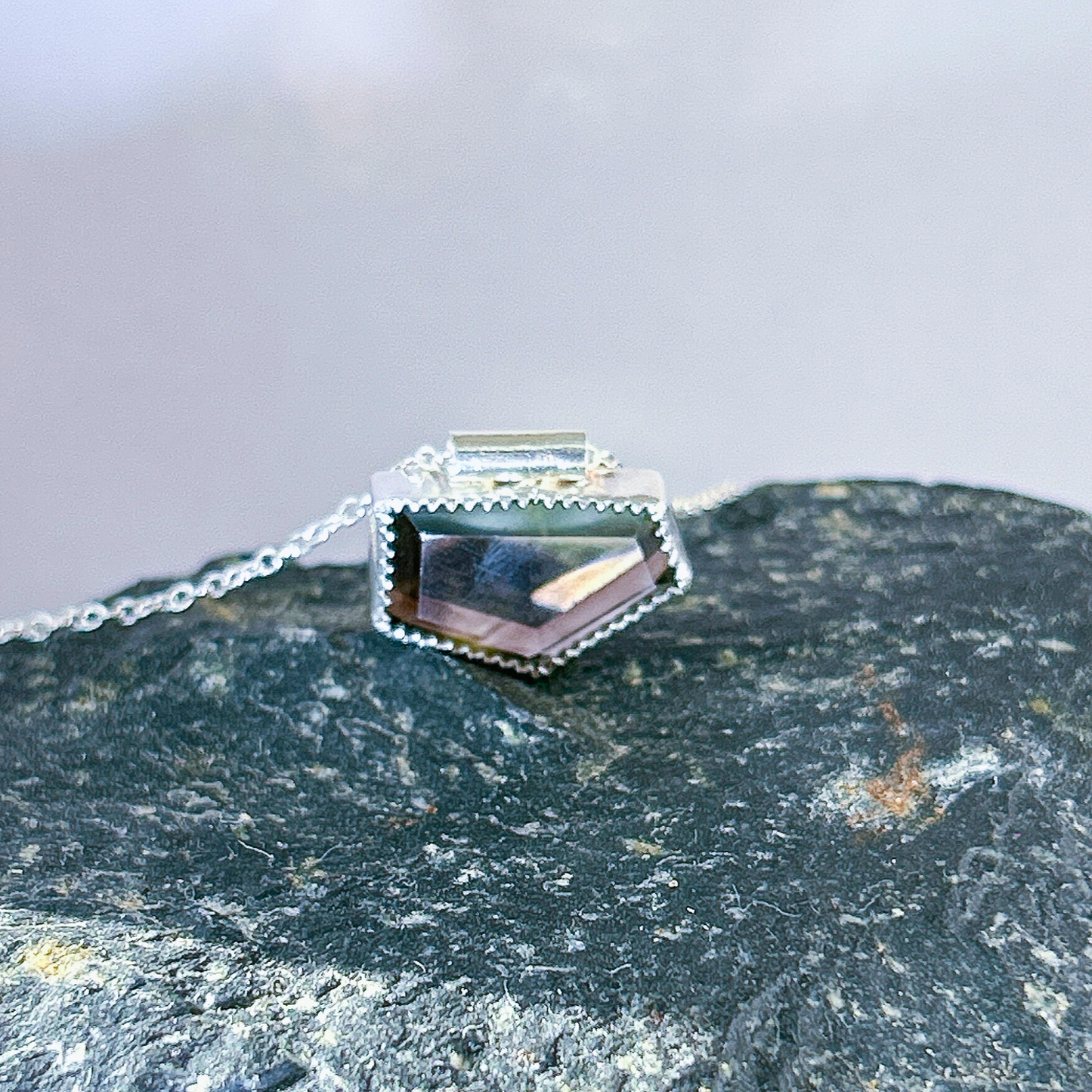 Bio lemon quartz single solitary pendent necklace, 3/4 inch natural bio ombré lemon quartz gemstone layered necklace