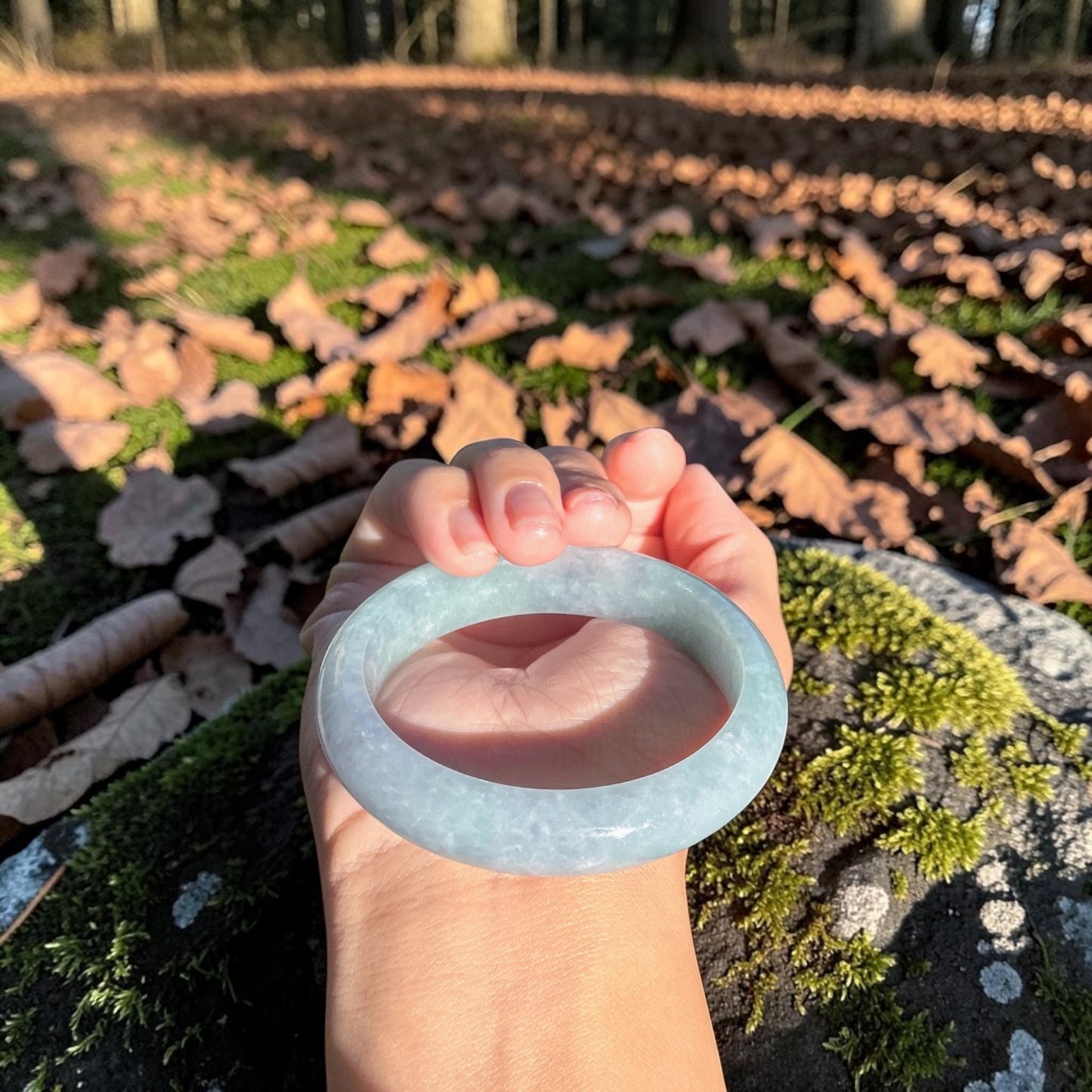Myanmar jadeite bangle 59.5mm, Monet color, ice translucent blue water jadeite, Certified Grade A Jade, Burmese Gemstone Jewelry 59x15x9mm