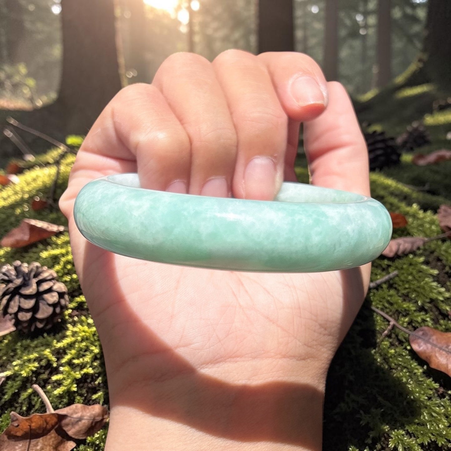 Myanmar jadeite thick bangle 61mm, round Shape, translucent full green Jadeite