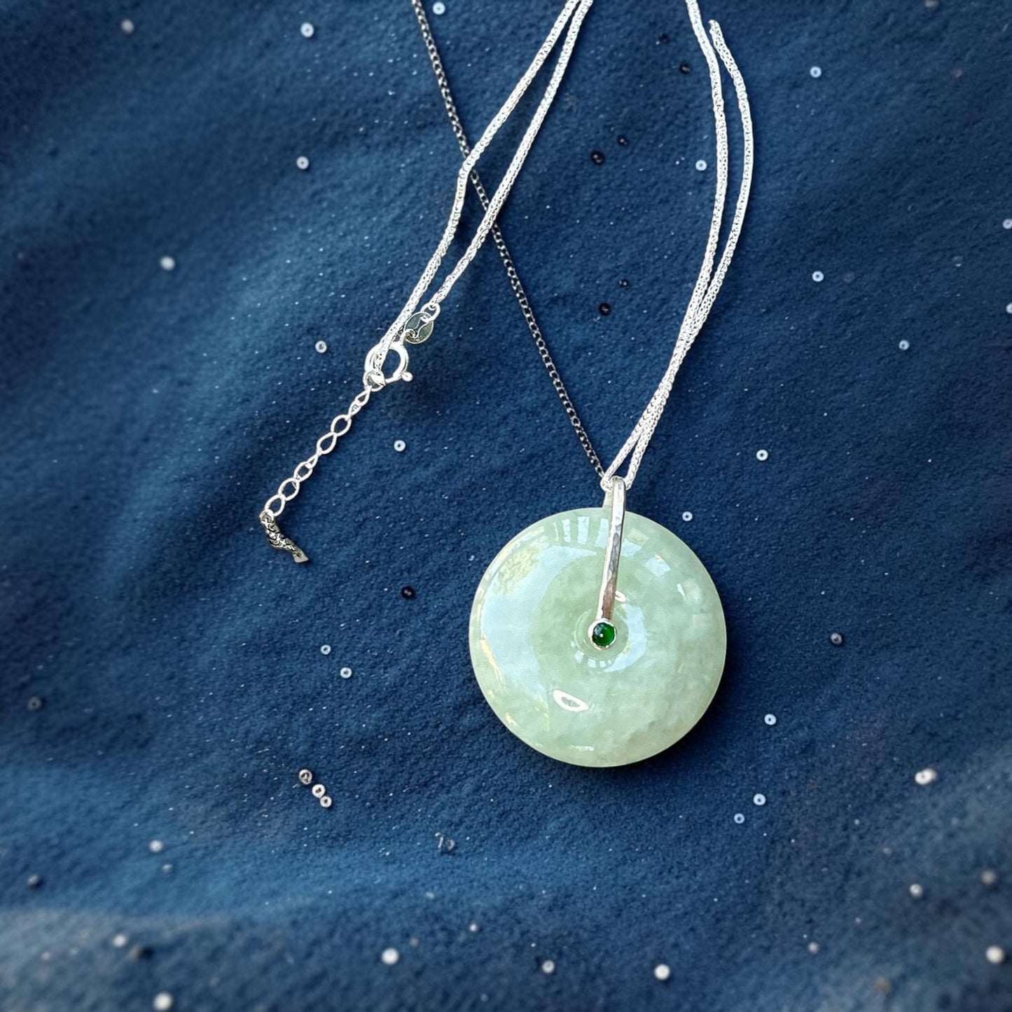 Huge Jadeite Jade Donut Pendant necklace, 36MM Forest Green donut necklace, Natural Type A Jade, Burmese Gemstones Jewelry