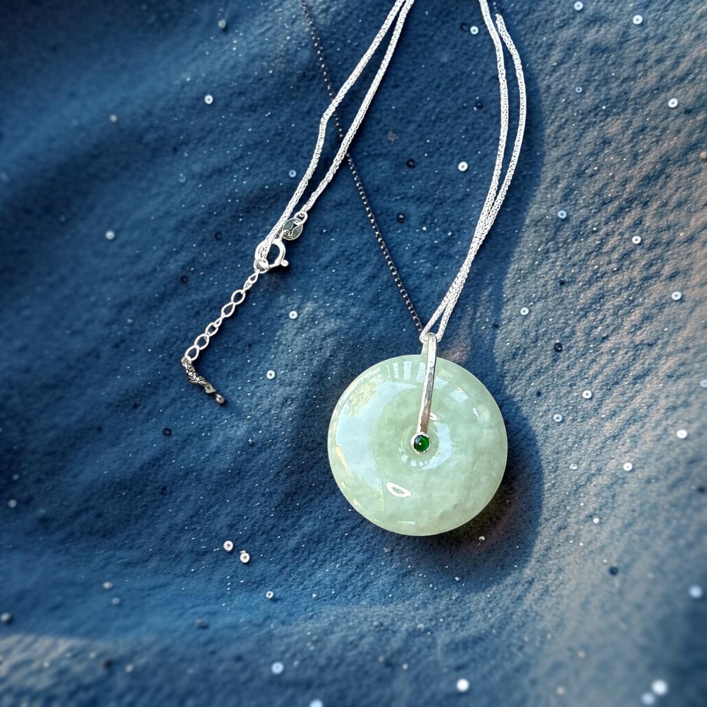 Huge Jadeite Jade Donut Pendant necklace, 36MM Forest Green donut necklace, Natural Type A Jade, Burmese Gemstones Jewelry