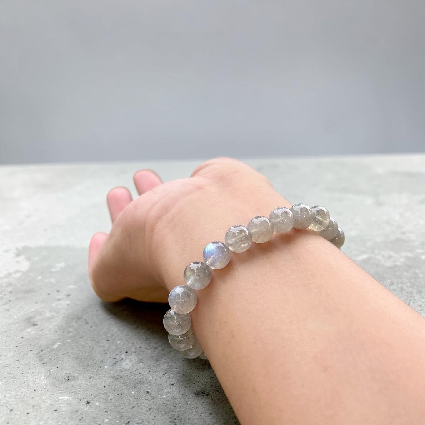 Labradorite beaded bracelet, rainbow flames labradorite bracelet, infinity gemstone beaded stretch bracelet