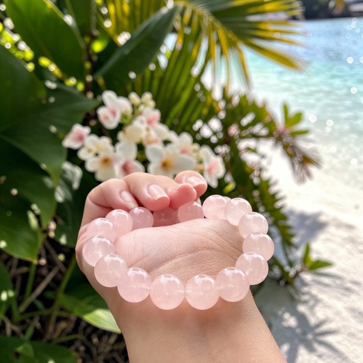 Rose Quartz beaded bracelet, high quality Madagascar rose Quartz bracelet, infinity gemstone beaded stretch bracelet