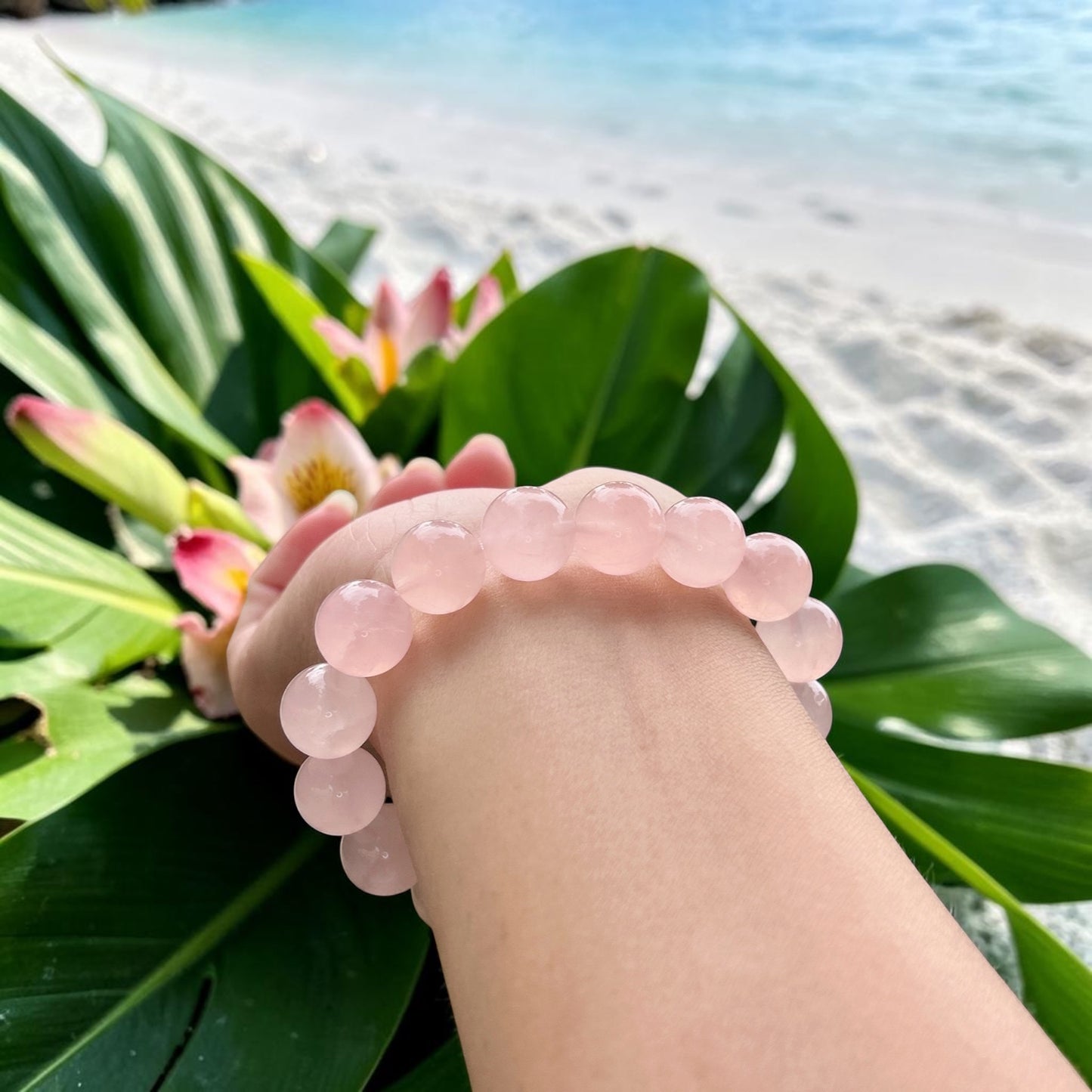 Rose Quartz beaded bracelet, high quality Madagascar rose Quartz bracelet, infinity gemstone beaded stretch bracelet