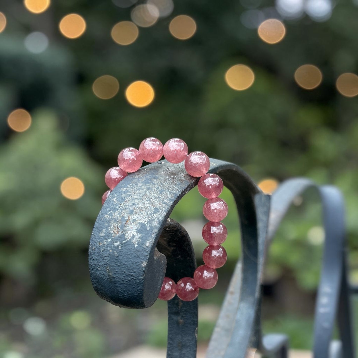 Strawberry Quartz beaded bracelet, high quality strawberry Quartz bracelet, infinity gemstone beaded stretch bracelet