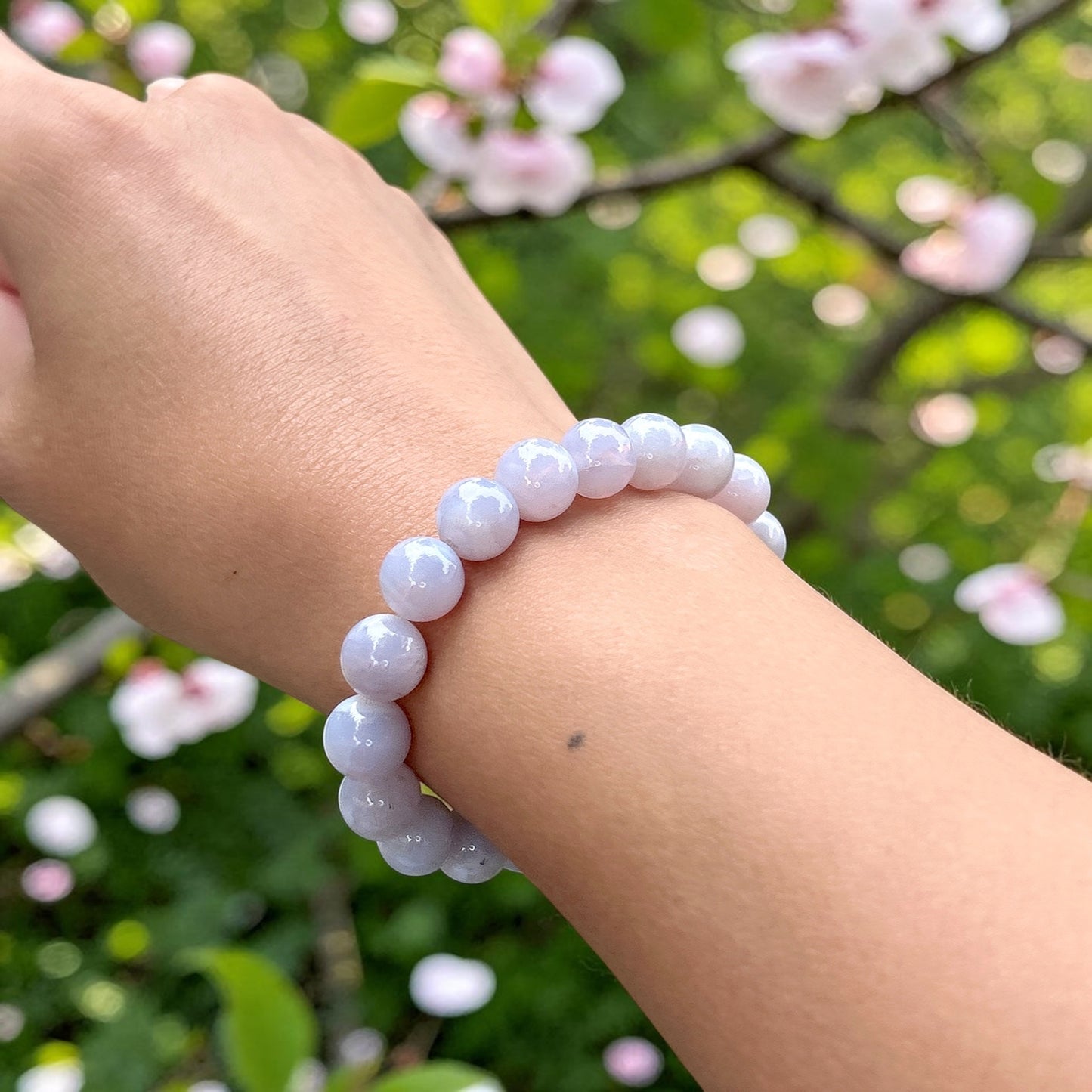 Lavender quartz beaded bracelet, high quality milky lavender quartz bracelet, infinity gemstone beaded stretch bracelet