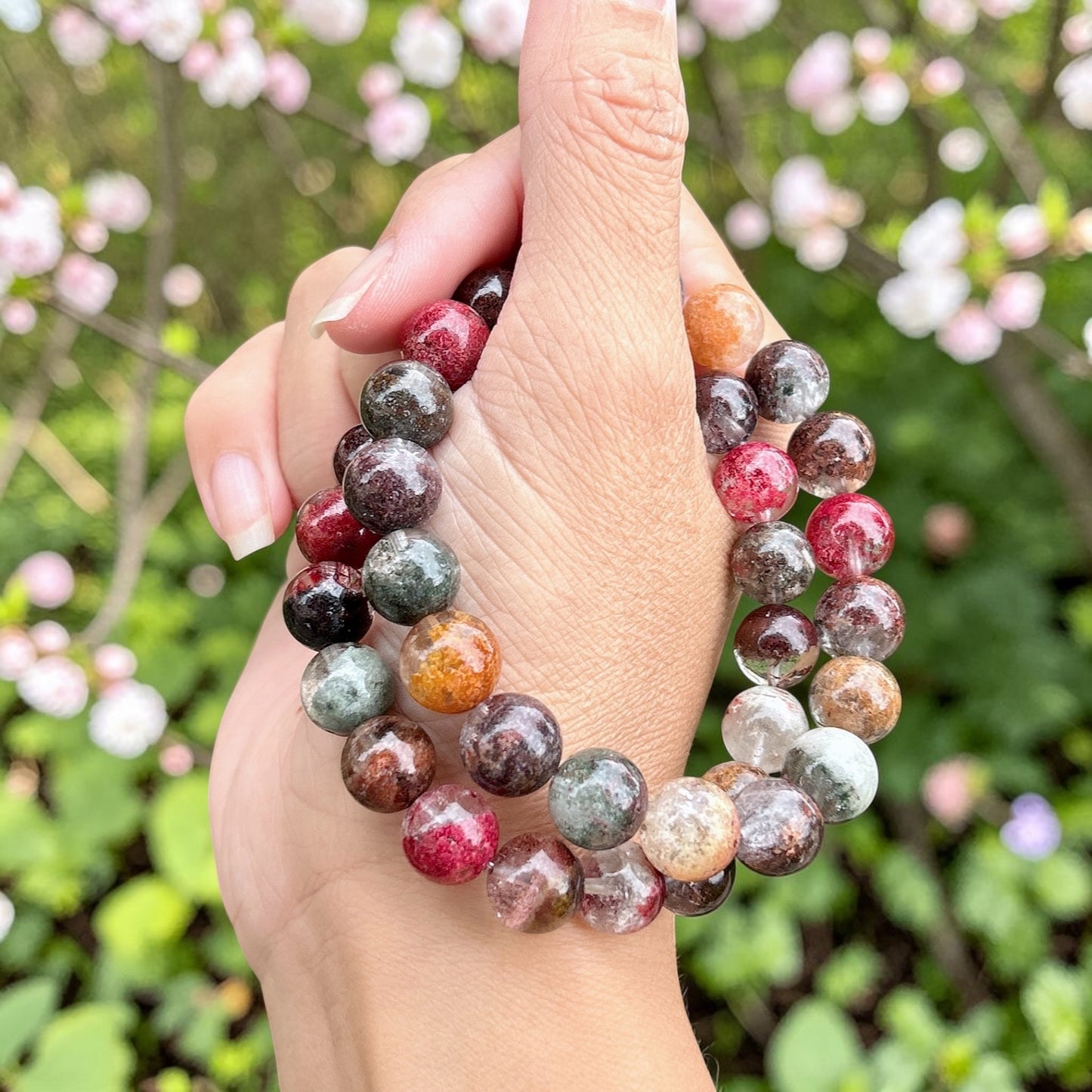 Floral Garden Phantom Quartz Bracelet, season phantom quartz, 10MM+ collector edition ice quality quartz, a natural work of art.