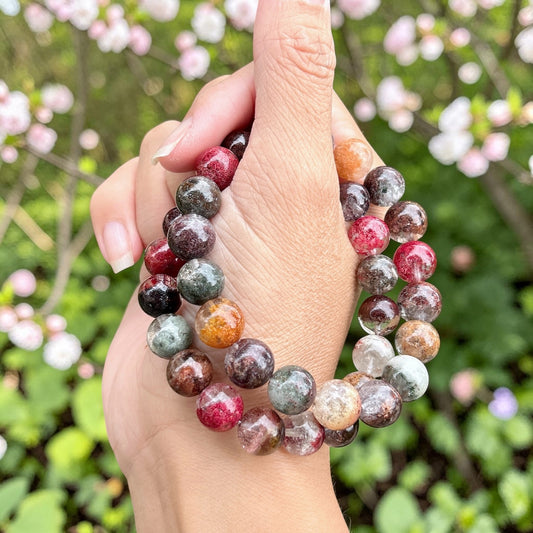 Floral Garden Phantom Quartz Bracelet, season phantom quartz, 10MM+ collector edition ice quality quartz, a natural work of art.